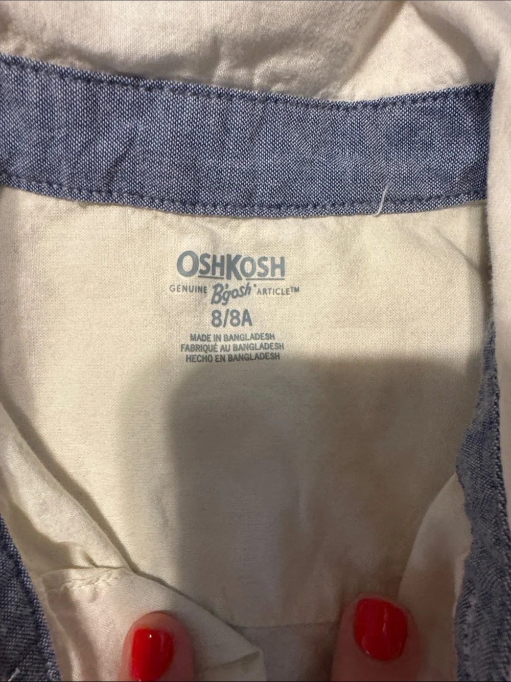 OshKosh B'gosh Cream Button-Down Shirt with Blue & Red Stripes